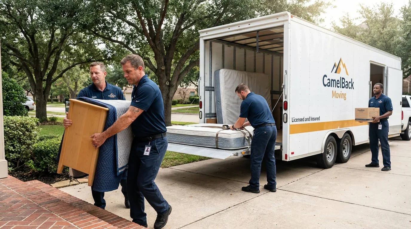 Crew loading residential truck for cross-state move from Congers, NY
